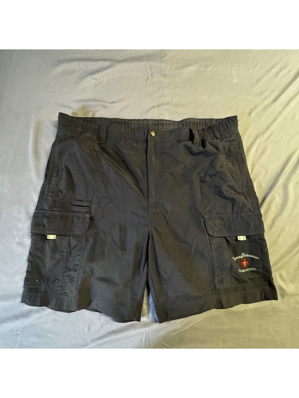 Tommy Bahama Mens XL Black Island Patrol Nylon Cargo Swim Trunks Board Shorts⁠